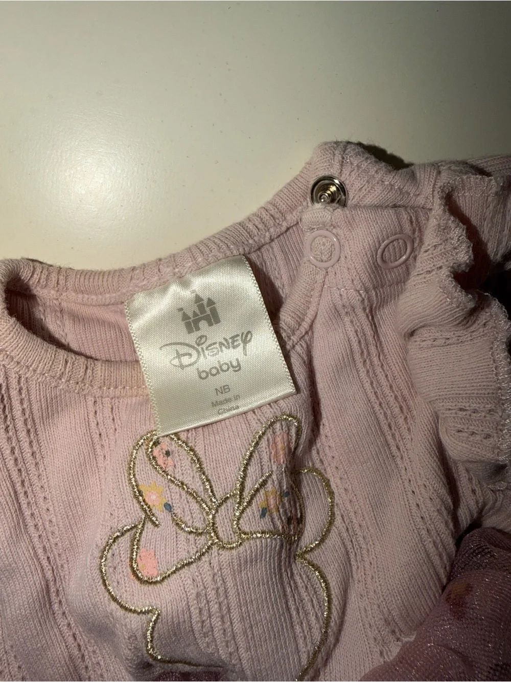 Disney Baby Light Pink Knit Tutu Top with Gold Accent